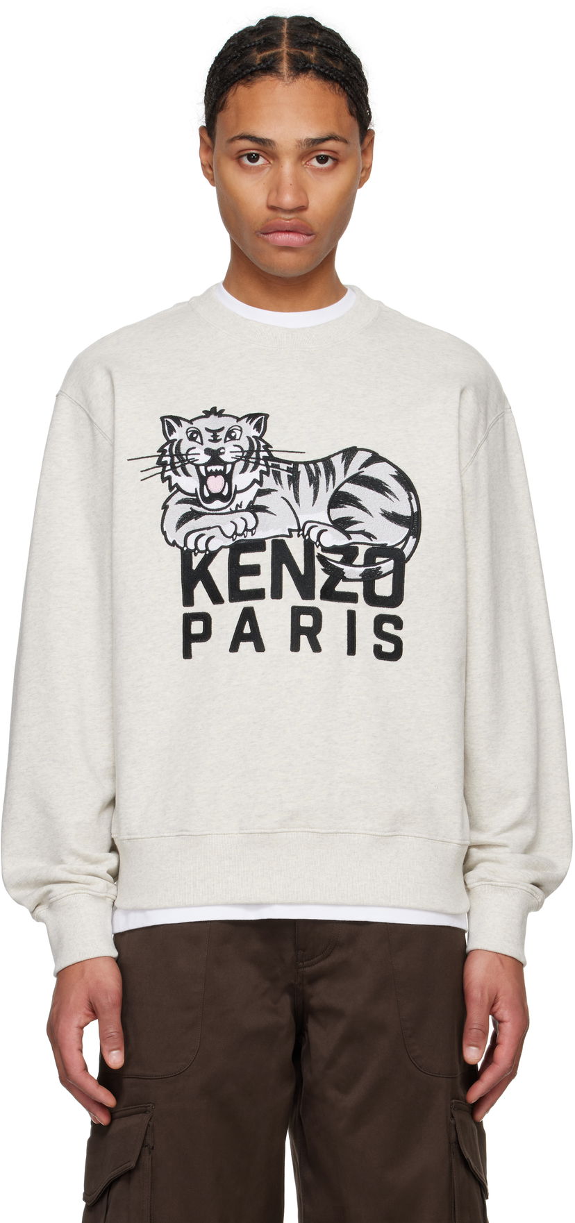 Світшоти KENZO Happy Tiger Embroidered Sweatshirt бежевий | FF55SW2634MF