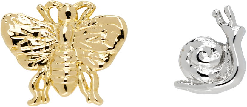 Pin Chopova Lowena Chopova Lowena Best Bugs Moth & Snail Stud Earrings Металік | 6578