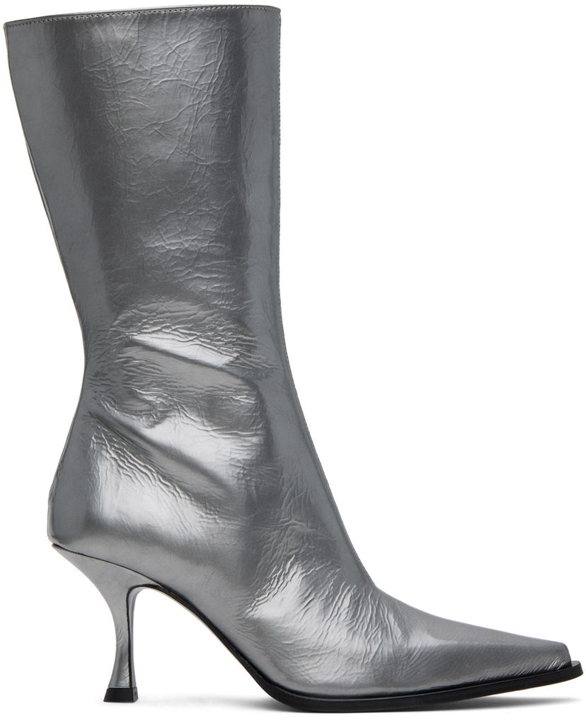 Кросівки та взуття Acne Studios Silver Leather Heel Boots Металік | AD0657-