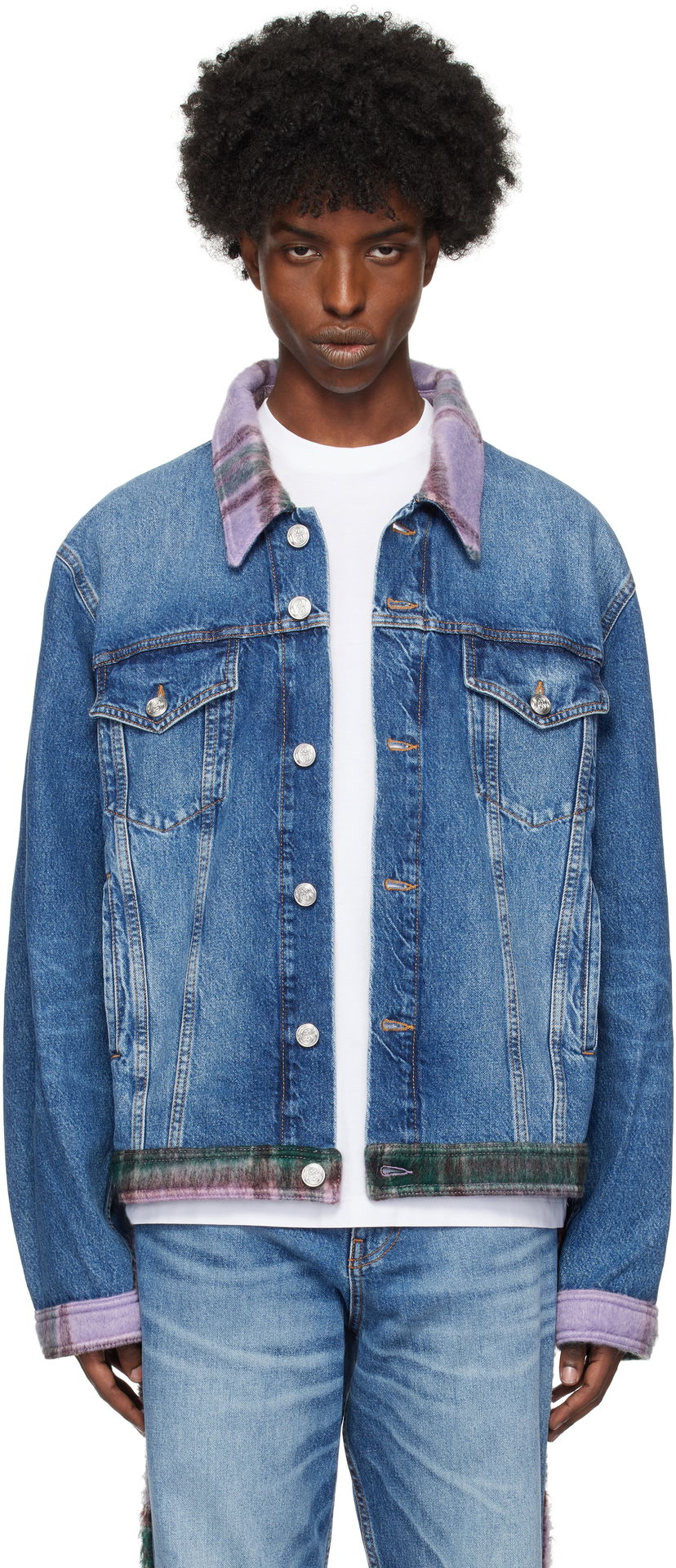 Куртка Bluemarble Tartan Denim Jacket Синій | JA52 DE11B24 BLU