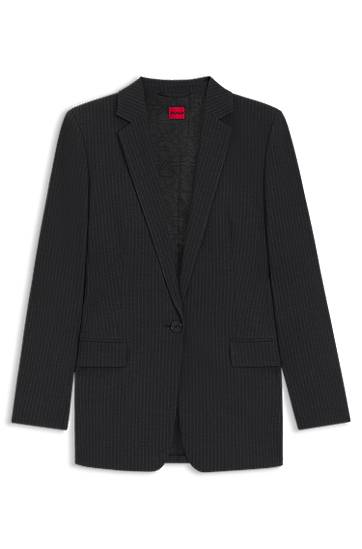 Куртка BOSS Pinstripe Flannel Regular-Fit Longline Blazer чорний | 50547585