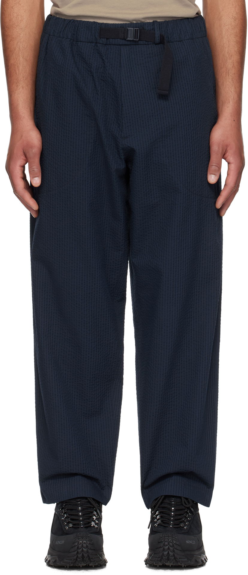 Штани Moncler Moncler Seersucker Belted Trousers темно-синій | K10912A00038598JC
