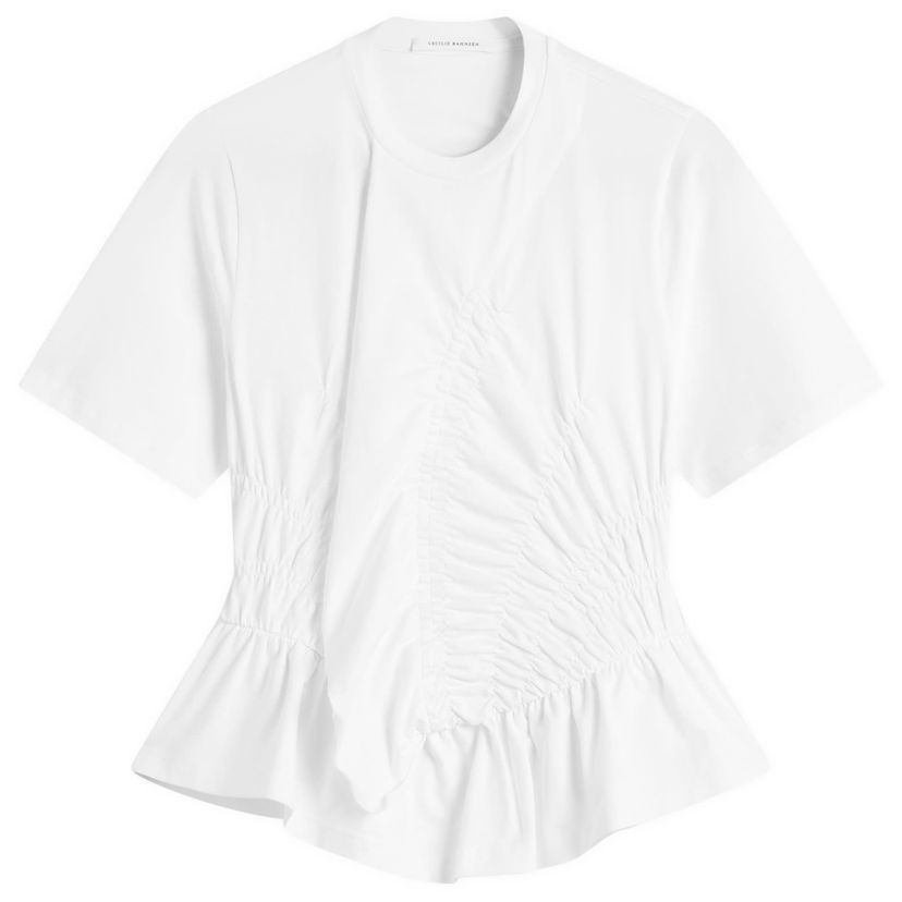Футболка Cecilie Bahnsen Ace Ruched Peplum T-Shirt білий | 325RTW19002