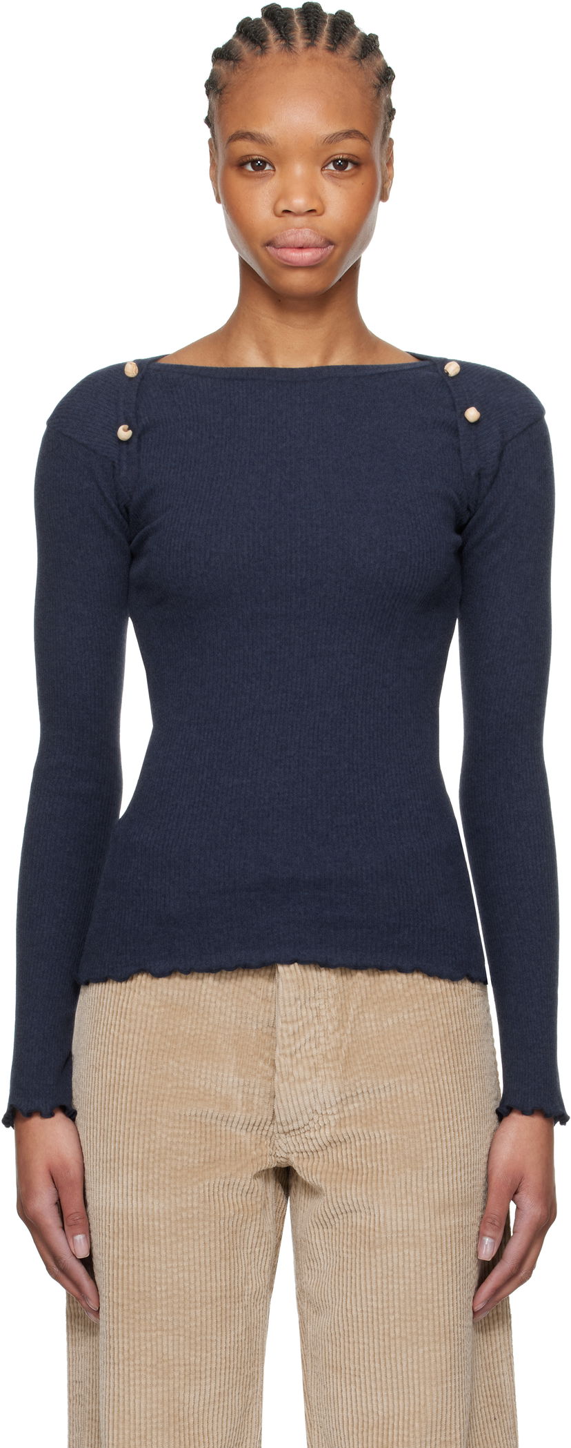 Cветр Baserange Baserange Long Sleeve Fitted T-Shirt темно-синій | TODIL-RC-SP25