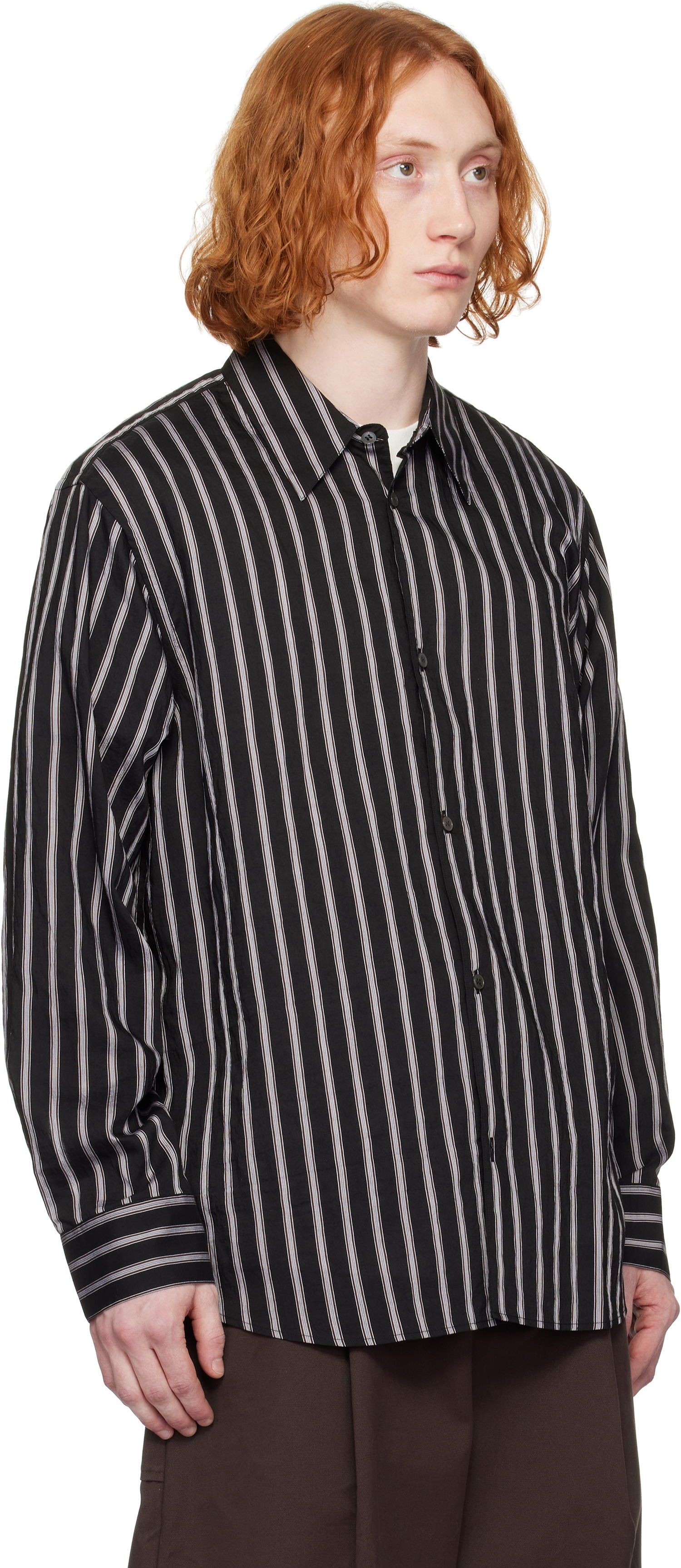Сорочка Studio Nicholson Studio Nicholson Striped Button-Down Shirt чорний | VIEW SNM - 1126, 1