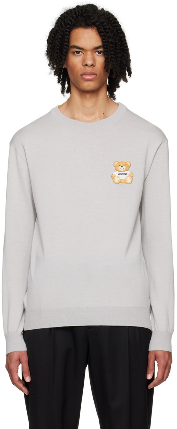 Cветр Moschino Sweater With Embroidered Applique Сірий | 0902 7000