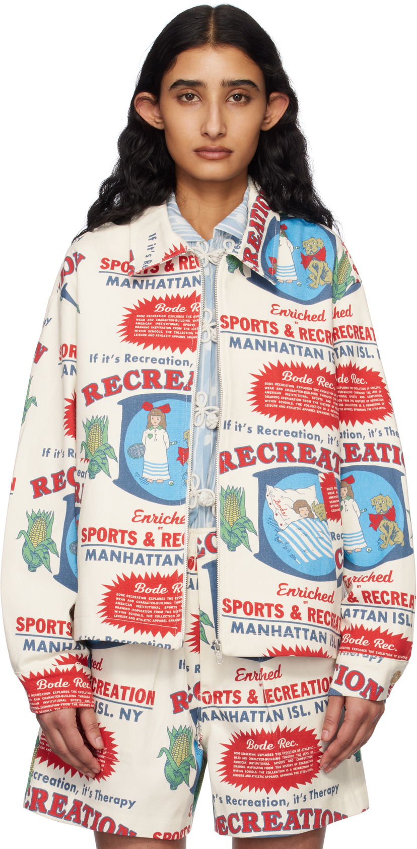 Куртка Bode Bode Enrichment Printed Jacket білий | MRS25JA015