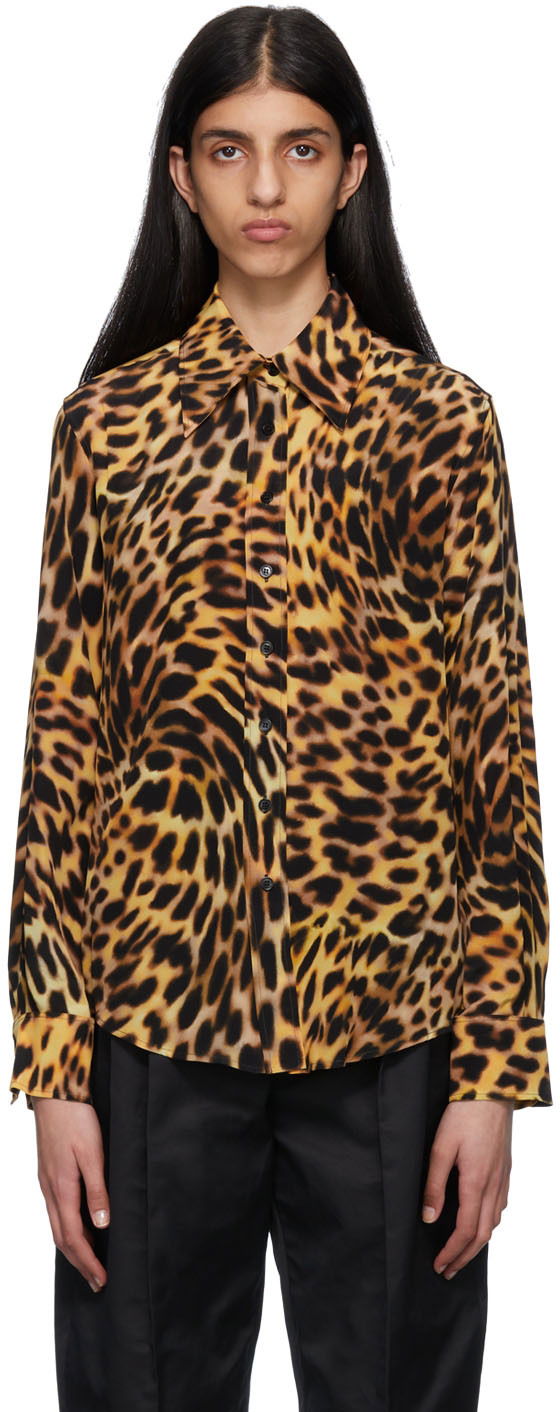 Сорочка Stella McCartney Stella McCartney Leopard Print Silk Shirt Жовтий | 6200163AS200