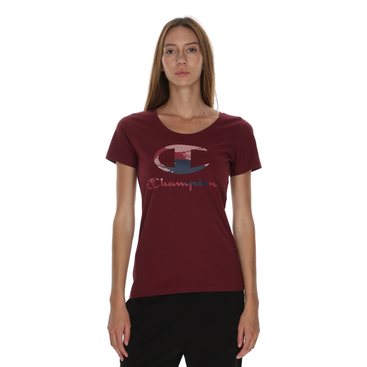 Футболка Champion Crewneck T-Shirt with Textured Logo Бордовий | 118569-RS513, 0