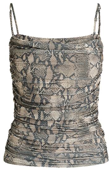 Безрукавка BOSS Snakeskin Print Ruched Mesh Corset Top Коричневий | 50537142