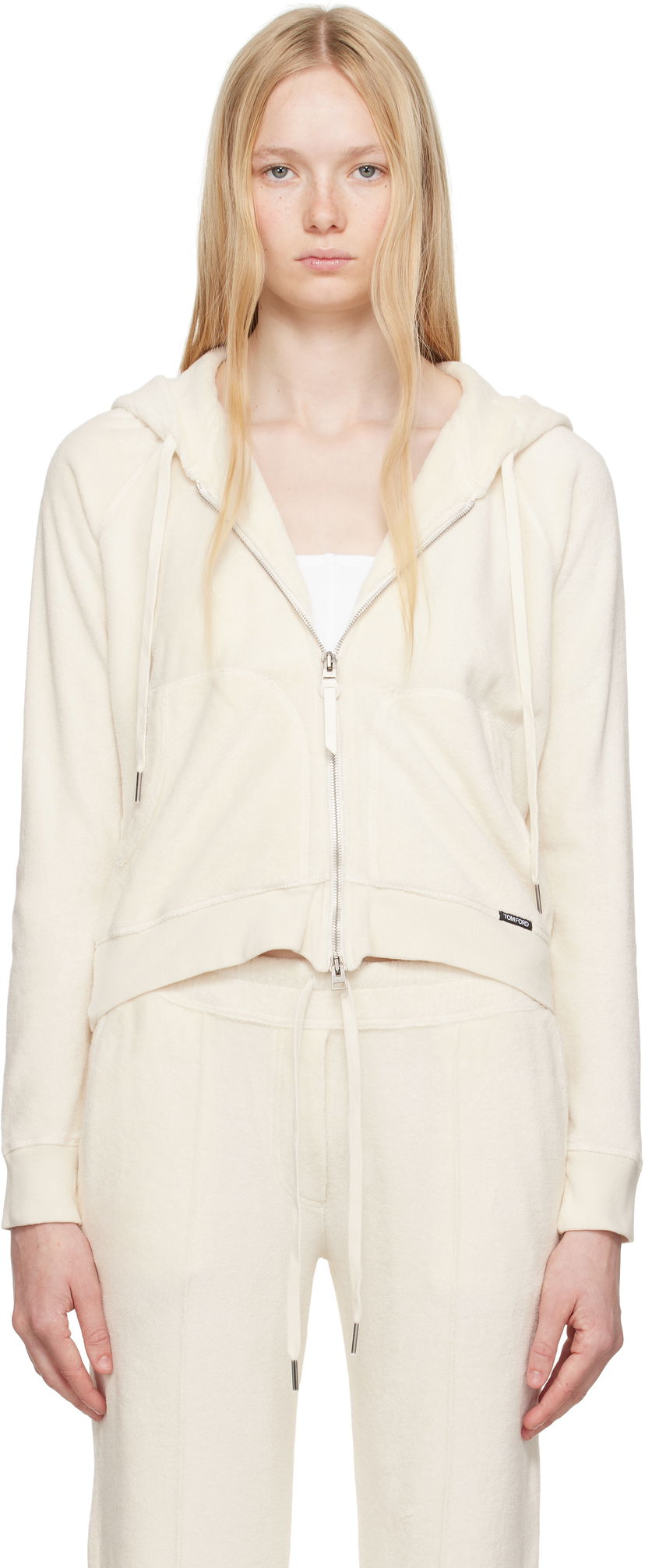 Світшоти Tom Ford TOM FORD Terrycloth Zip-Up Hoodie білий | FLJ062-FAX830