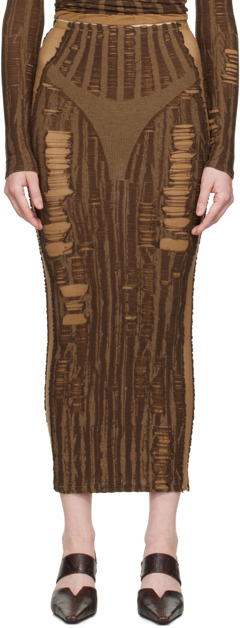 Спідниця Diesel Diesel M-Calina Distressed Midi Skirt Коричневий | A19220 0BJBI