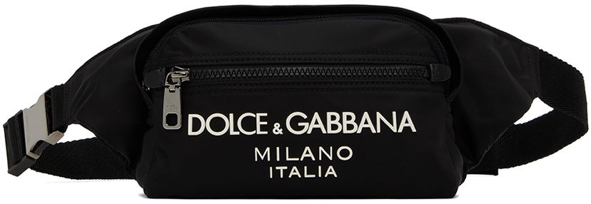 Поясна сумка Dolce & Gabbana Black Rubberized Pouch чорний | BM2218AG182
