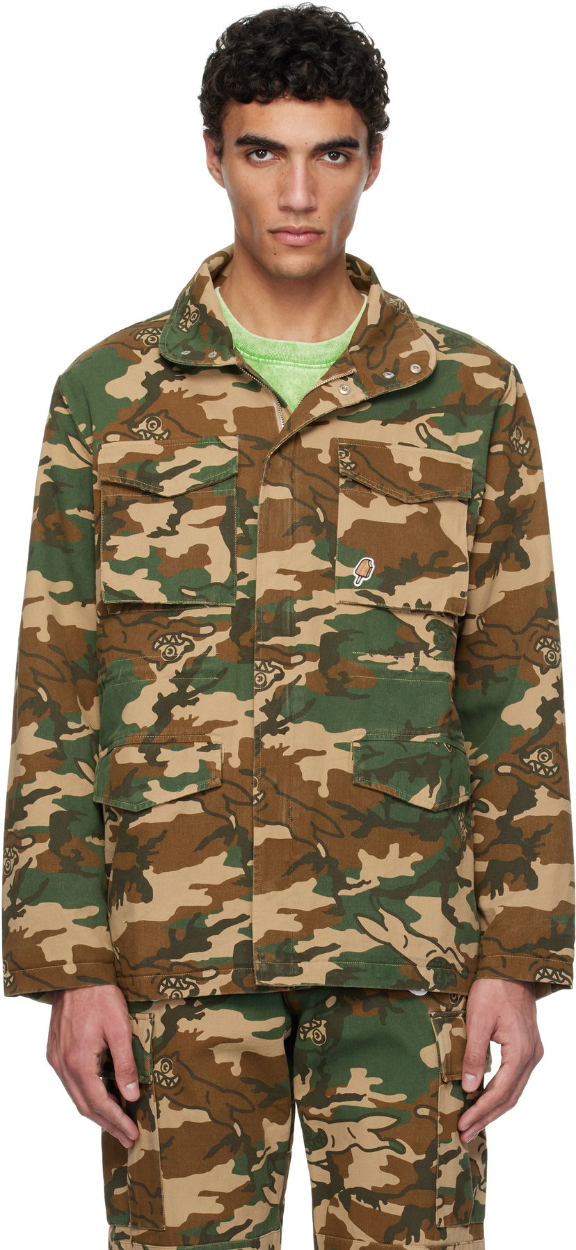 Куртка BBC IceCream ICECREAM Running Dog Woodland Camo M65 Jacket Зелений | IC24S35
