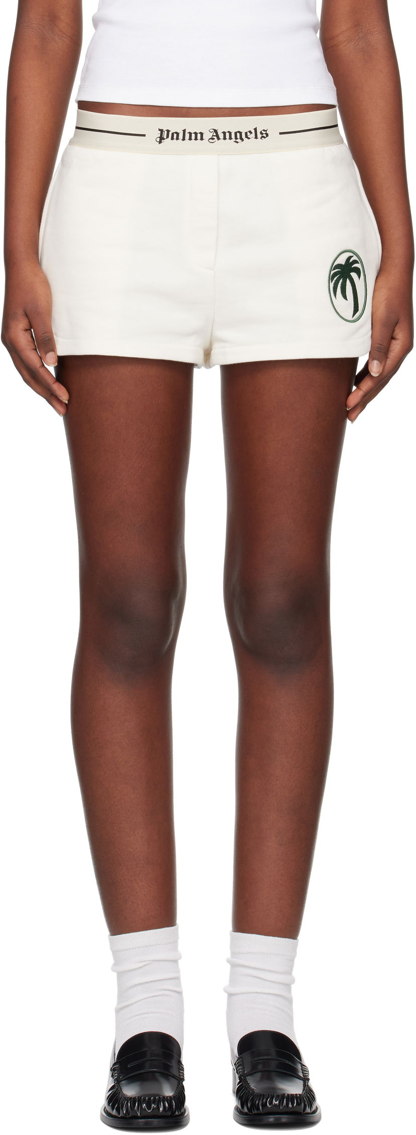 Шорти Palm Angels Palm Angels Oval Palm Sweat Shorts білий | PWCI014S25FLE0010357