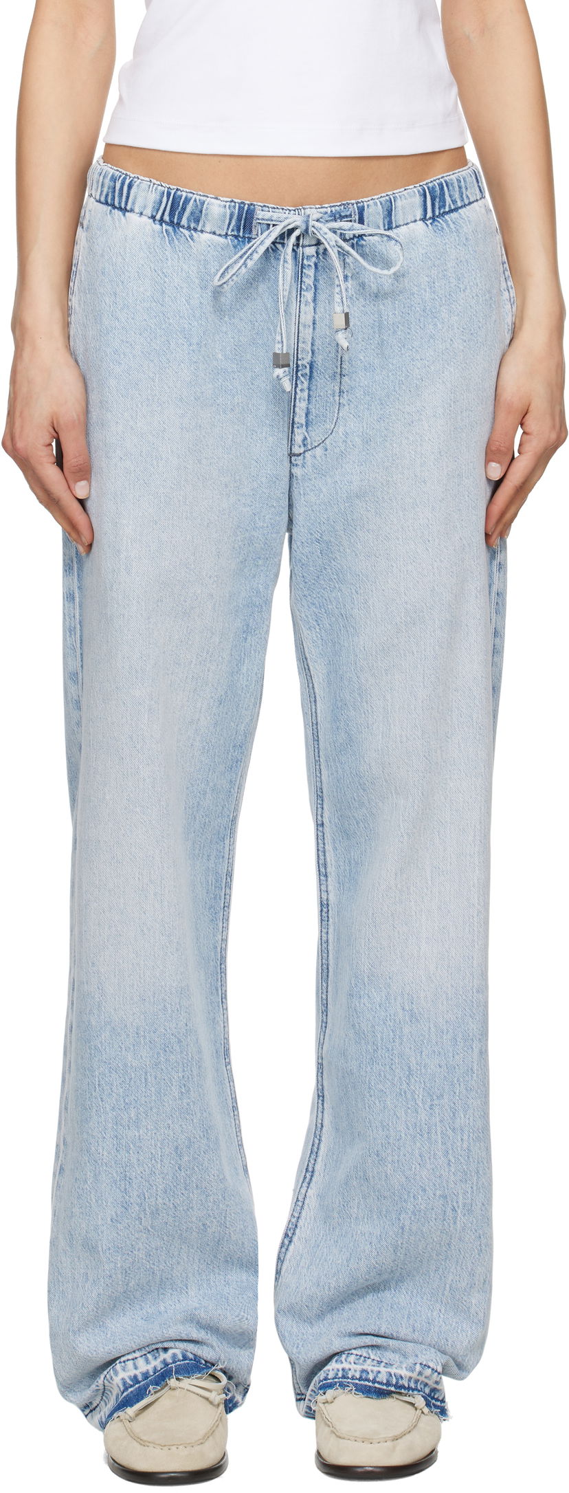 Джинси rag & bone rag & bone Logan Ultra Featherweight Wide-Leg Jeans Синій | WDD25S7009UFKI