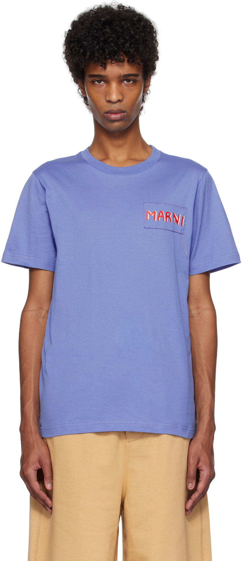 Футболка Marni Marni Logo Patch T-Shirt Фіолетовий | HUMU0198X0 UTC446