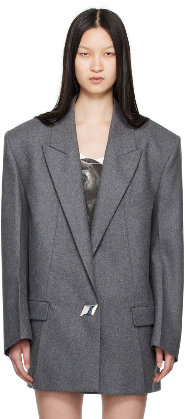 Пальто The Attico Attico Peaked Lapel Blazer Сірий | 248WCG65 W055