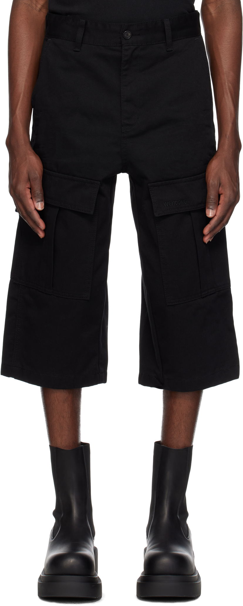 Шорти We11done We11done Chino Cargo Shorts чорний | WD-PT0-25-226-M-BK