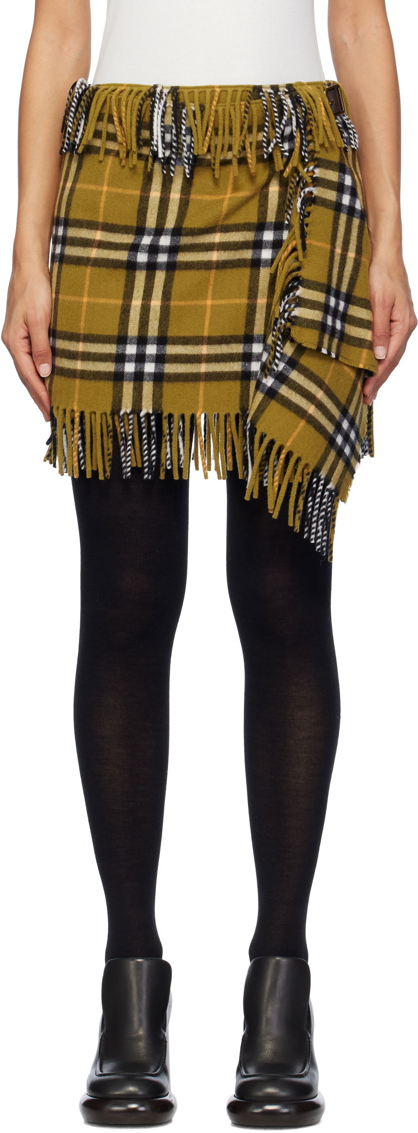 Спідниця Burberry Check Wool Cashmere Scarf Mini Skirt Коричневий | 8099716