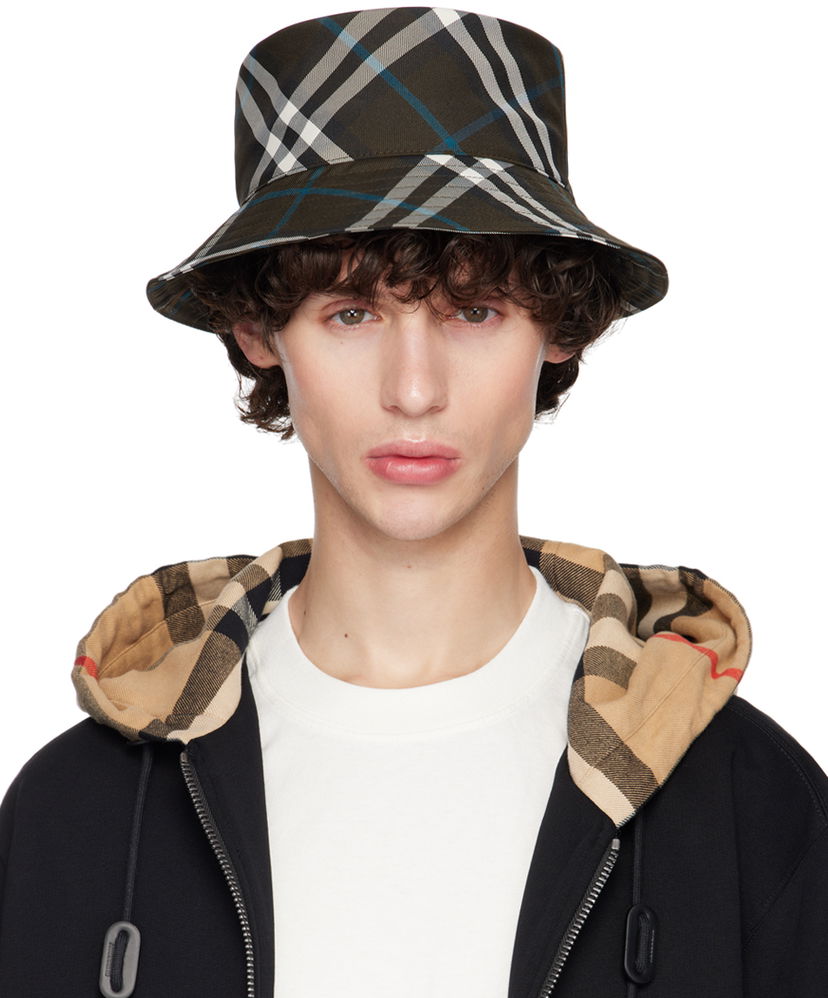 Капелюх Burberry Check Bucket Hat Зелений | 8094800