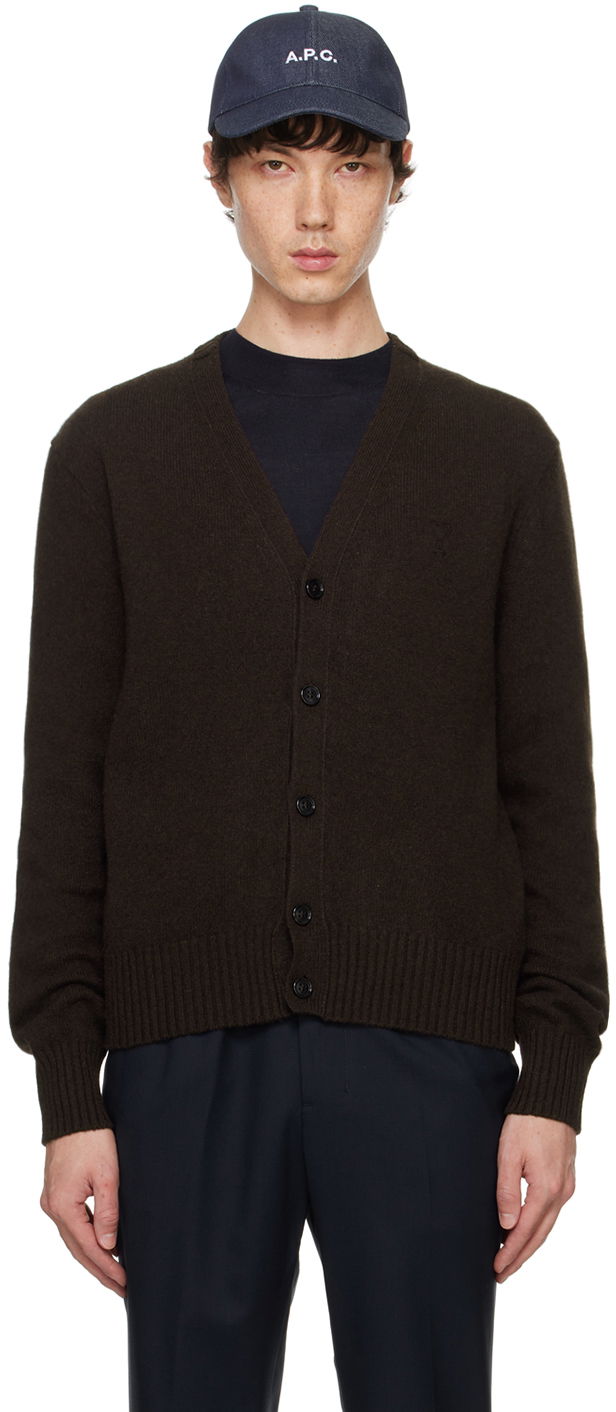 Cветр AMI Paris Brown Cashmere De Cœur Cardigan Коричневий | HKC157.005