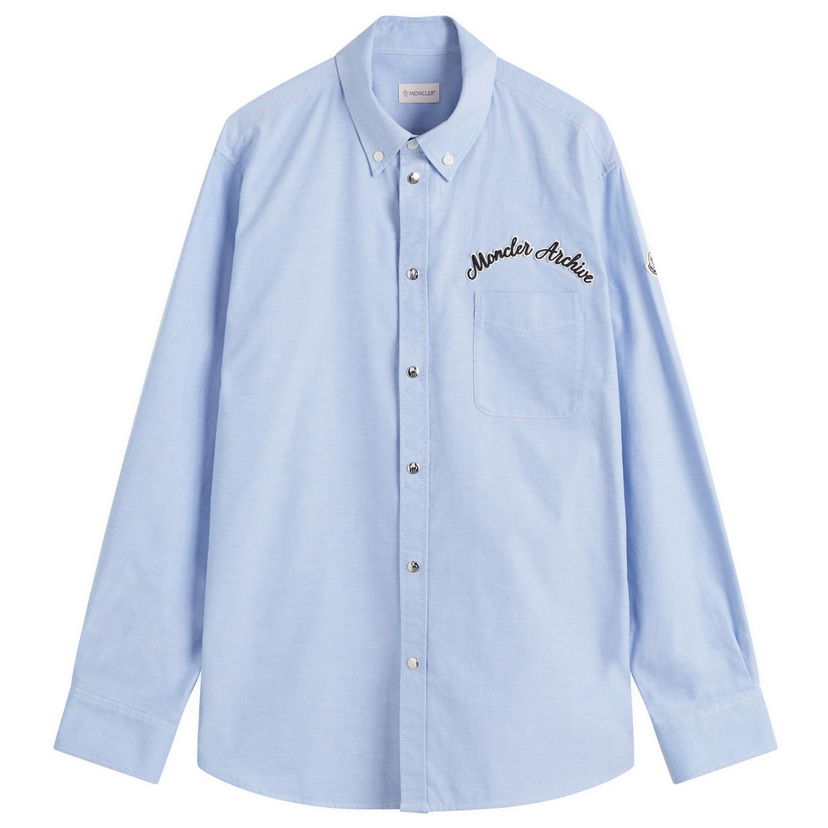 Сорочка Moncler Oxford Cotton Shirt With Logo Patch Синій | 2F000-06-20838-701