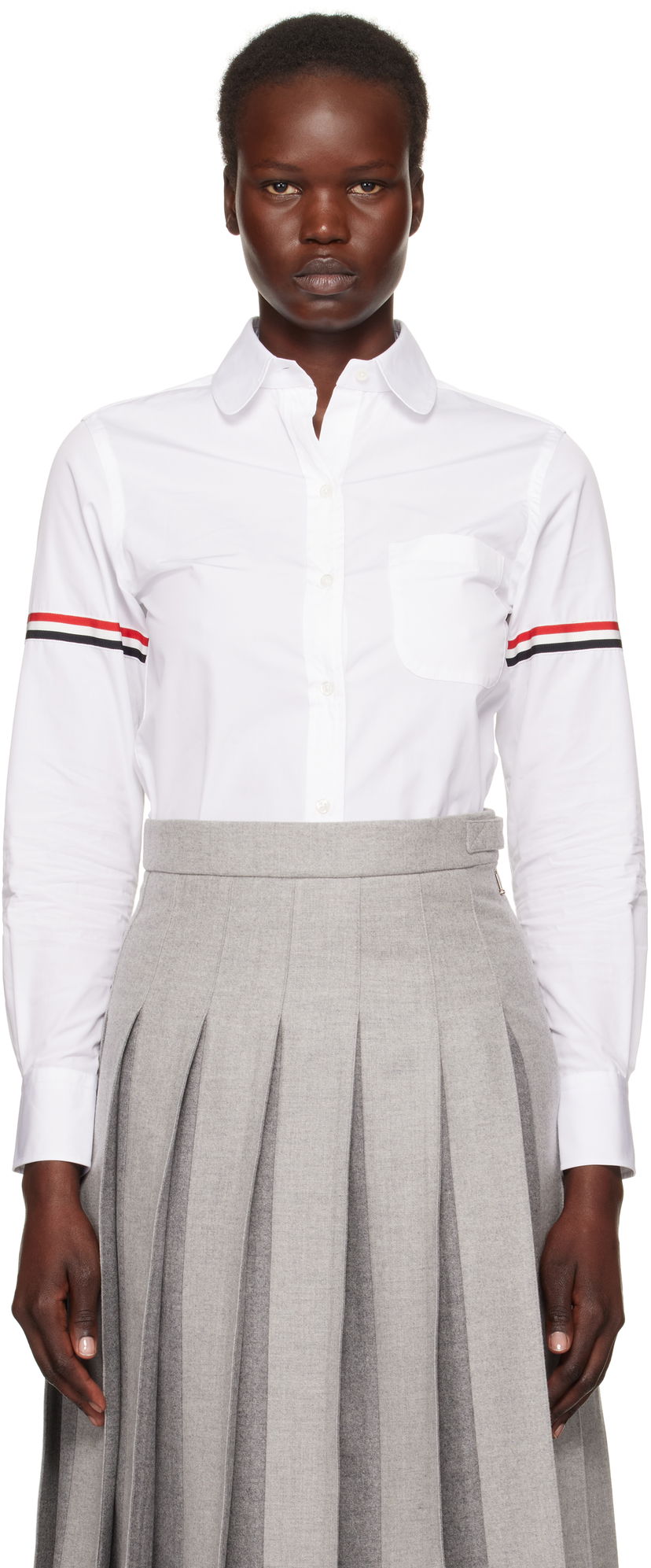 Сорочка Thom Browne Oxford Classic Round Collar Shirt With Long Sleeves білий | FLL019E-03113