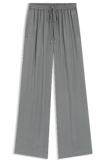 Штани BOSS Wide-Leg Jacquard Trousers Сірий | 50544016