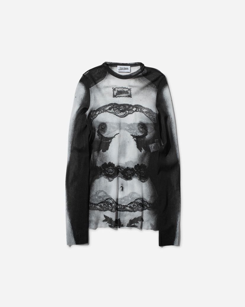 Футболка Jean Paul Gaultier Lace Marinière Top чорний | 2431FTO228-T564 000201