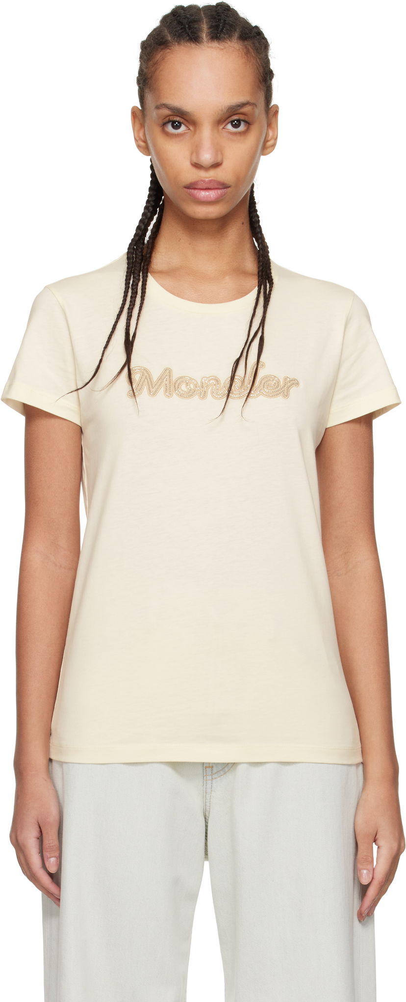 Футболка Moncler Moncler Logo S/S T-Shirt бежевий | K10938C0000989AUO