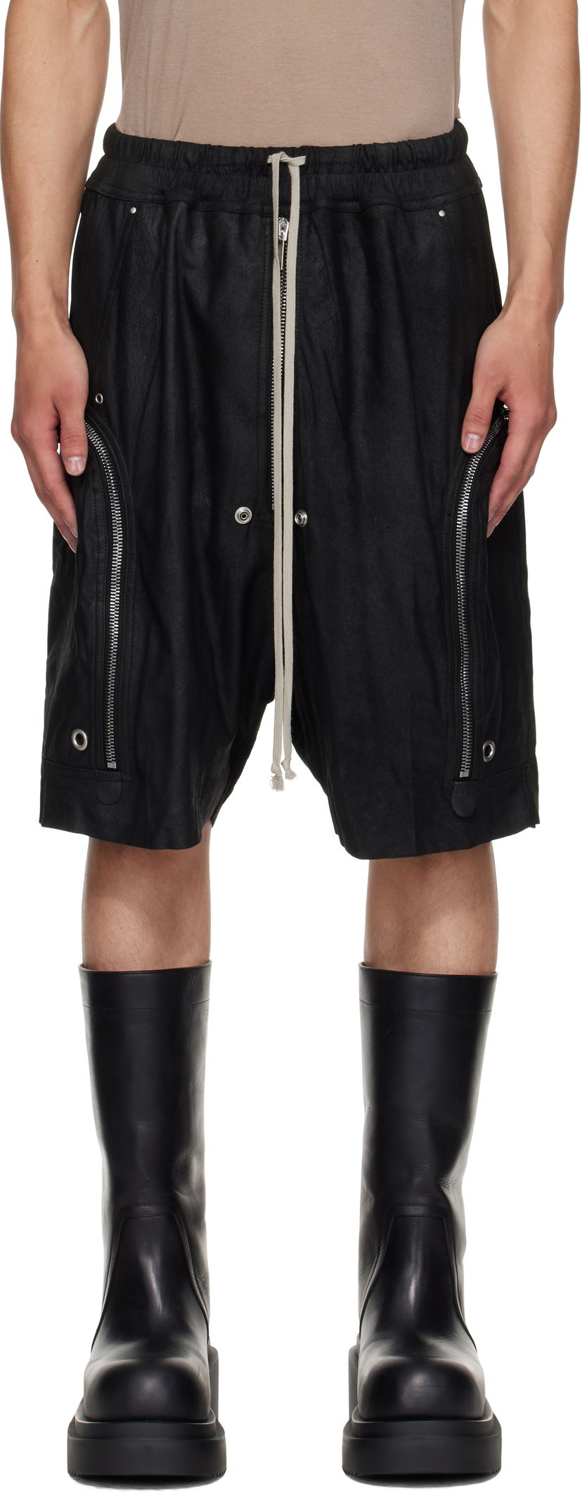 Шорти Rick Owens Rick Owens Bauhaus Bela Leather Shorts чорний | RU02E1392 LBA