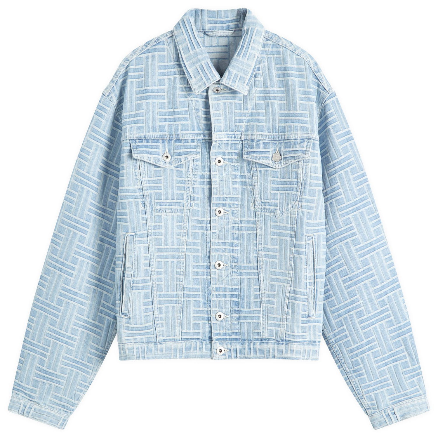 Куртка бомбер KENZO Blue Weave Pattern Trucker Jacket Синій | FF55DV3026J4-DB, 0