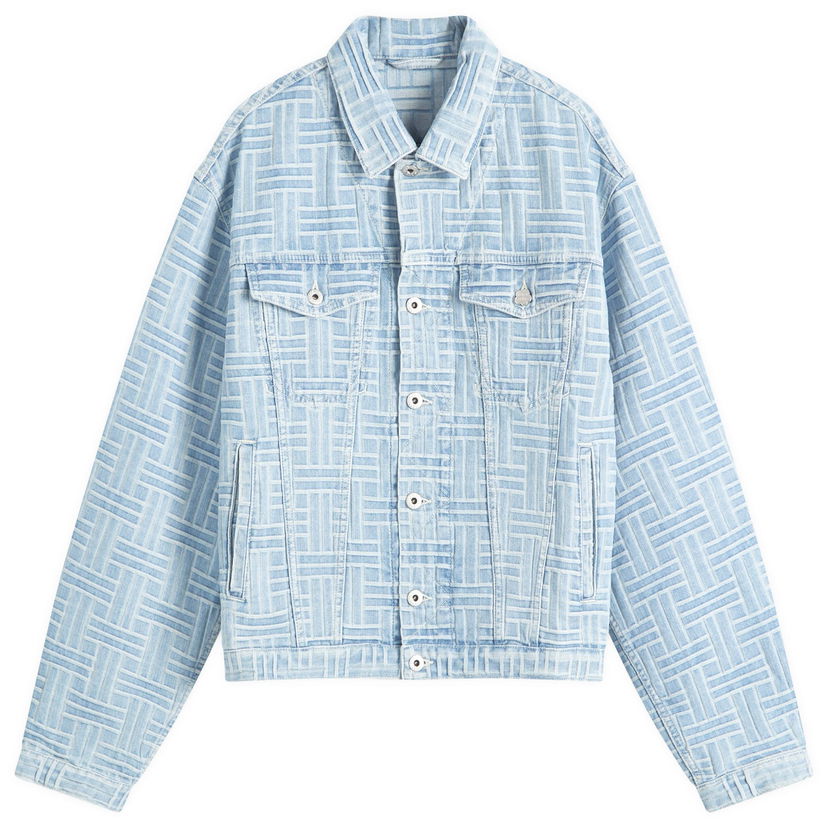 Куртка бомбер KENZO Blue Weave Pattern Trucker Jacket Синій | FF55DV3026J4-DB