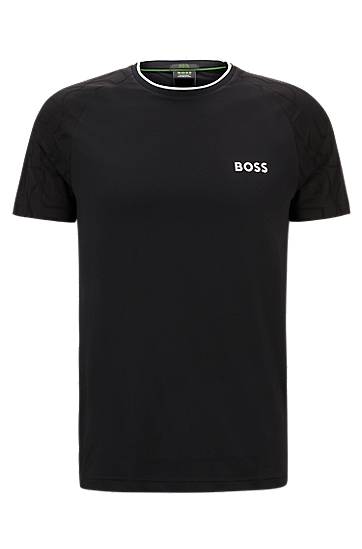 Футболка BOSS Matteo Berrettini Stretch-Jersey T-Shirt with Signature Details чорний | 50521983
