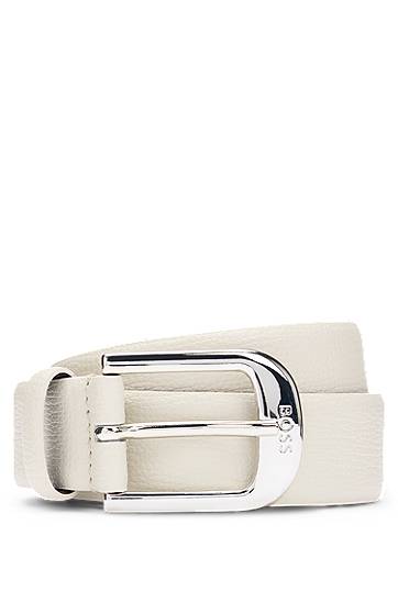 Ремені BOSS BOSS Grained-Leather Belt with Logo Buckle білий | 50480651