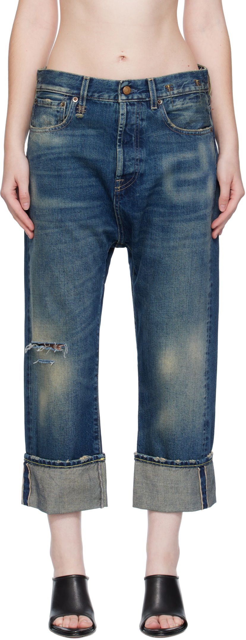 Джинси R13 R13 Cuffed Tailored Drop Cropped Jeans Синій | R13WD194-D341C
