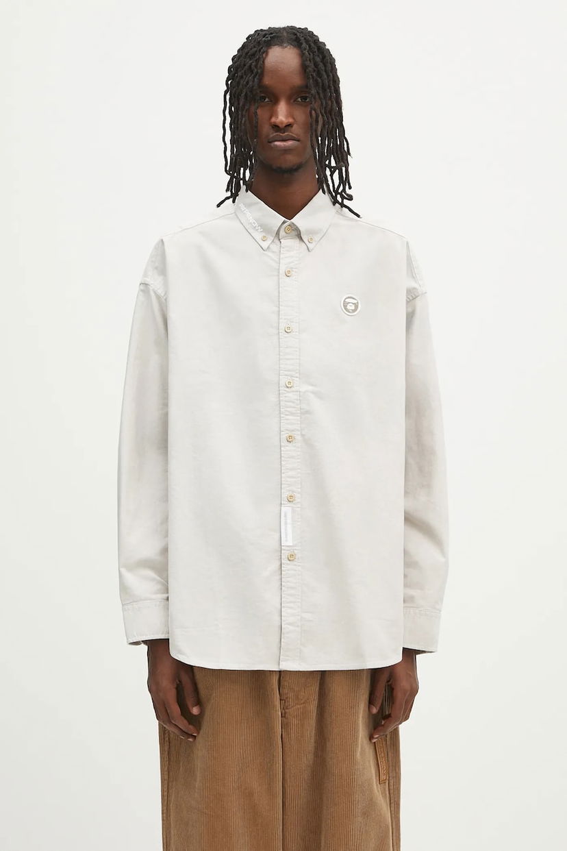 Сорочка AAPE by A Bathing Ape AAPE Now Long Sleeve Relaxed Button-Down Shirt білий | AAPSTM8496XAN