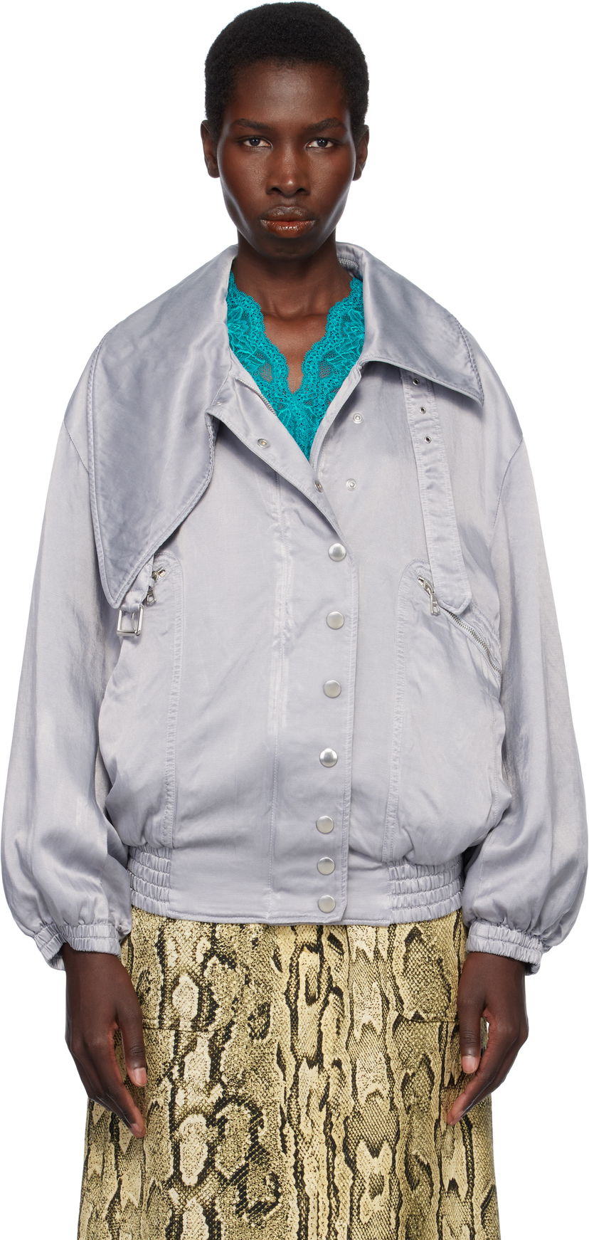 Куртка бомбер Dries Van Noten Dries Van Noten Twill Bomber Jacket Сірий | 251-010505-1426