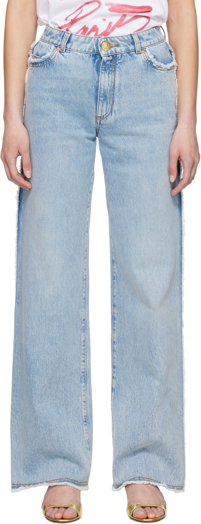 Джинси Balmain Balmain Straight-Leg Jeans Синій | EF0MI050DF75