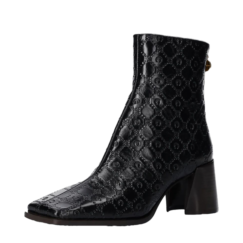 Кросівки та взуття Marine Serre Moonogram Embossed Leather Ms Block Boots чорний | WFW037A.CLEA0051