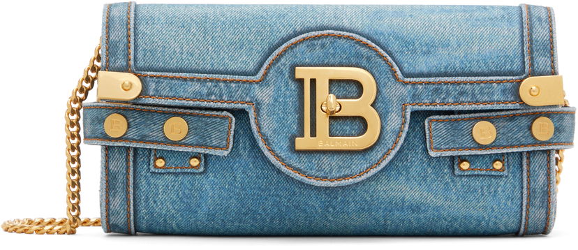 Сумка Balmain Denim Crossbody Pouch Bag Синій | EN1LE596TDEN