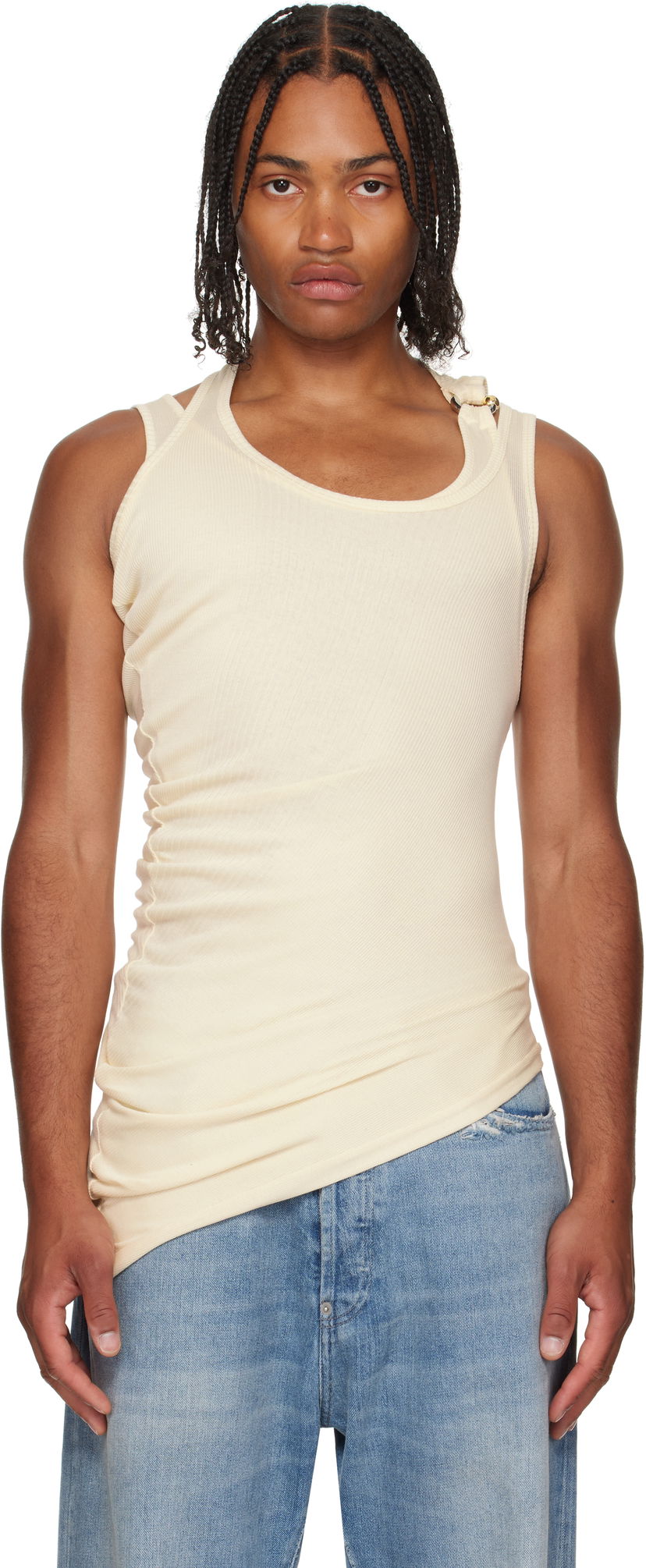 Безрукавка Jean Paul Gaultier Jean Paul Gaultier 'Gaultier' Piercing Tank Top бежевий | 25/03-W-TO292-J000-03