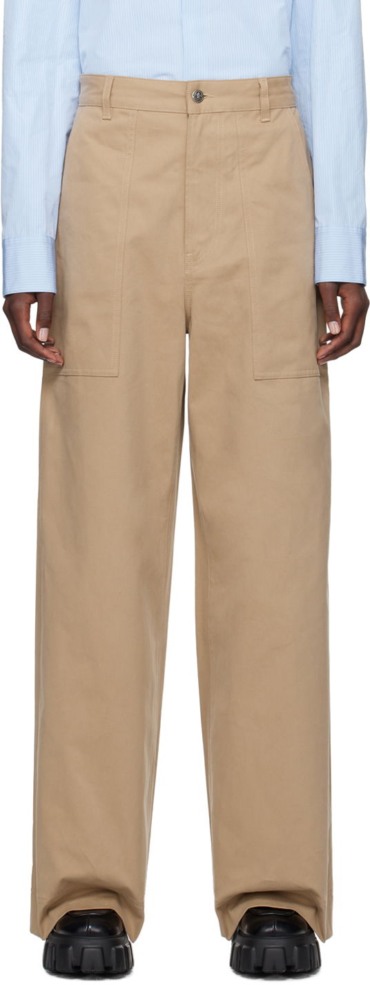 Штани Moncler Straight Leg Trousers бежевий | J20932A0001659803