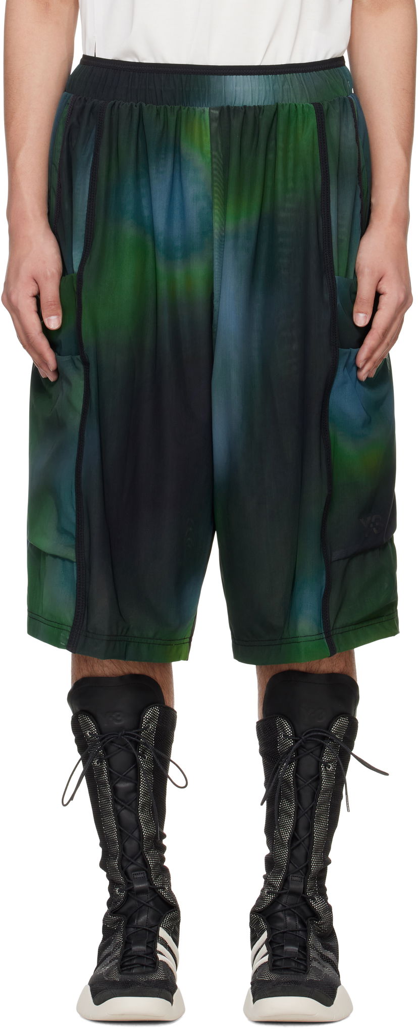 Шорти Y-3 Y-3 Allover Print Mesh Shorts Зелений | JL8302