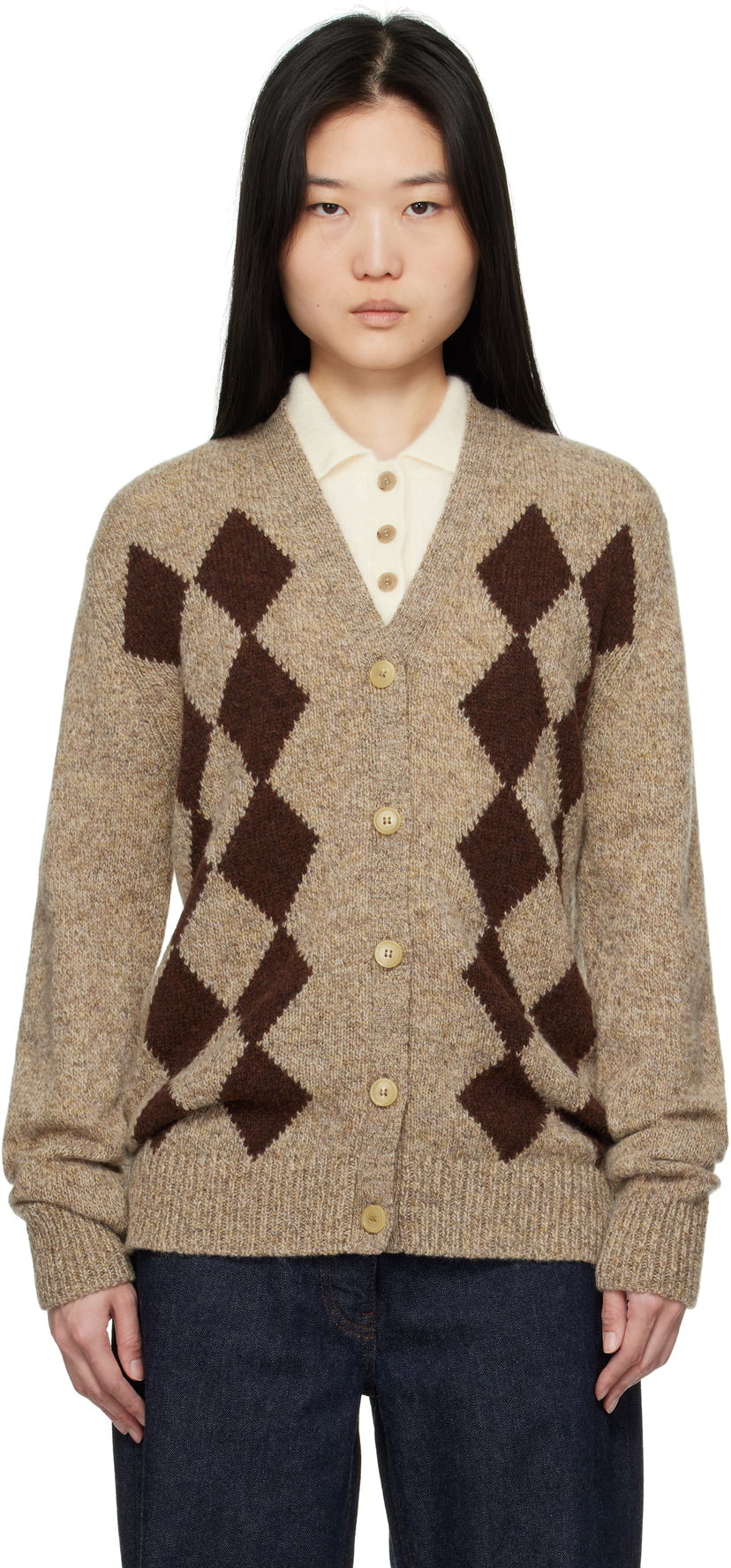 Cветр &Daughter &Daughter Shetland Argyle Cardigan Коричневий | WLR2304