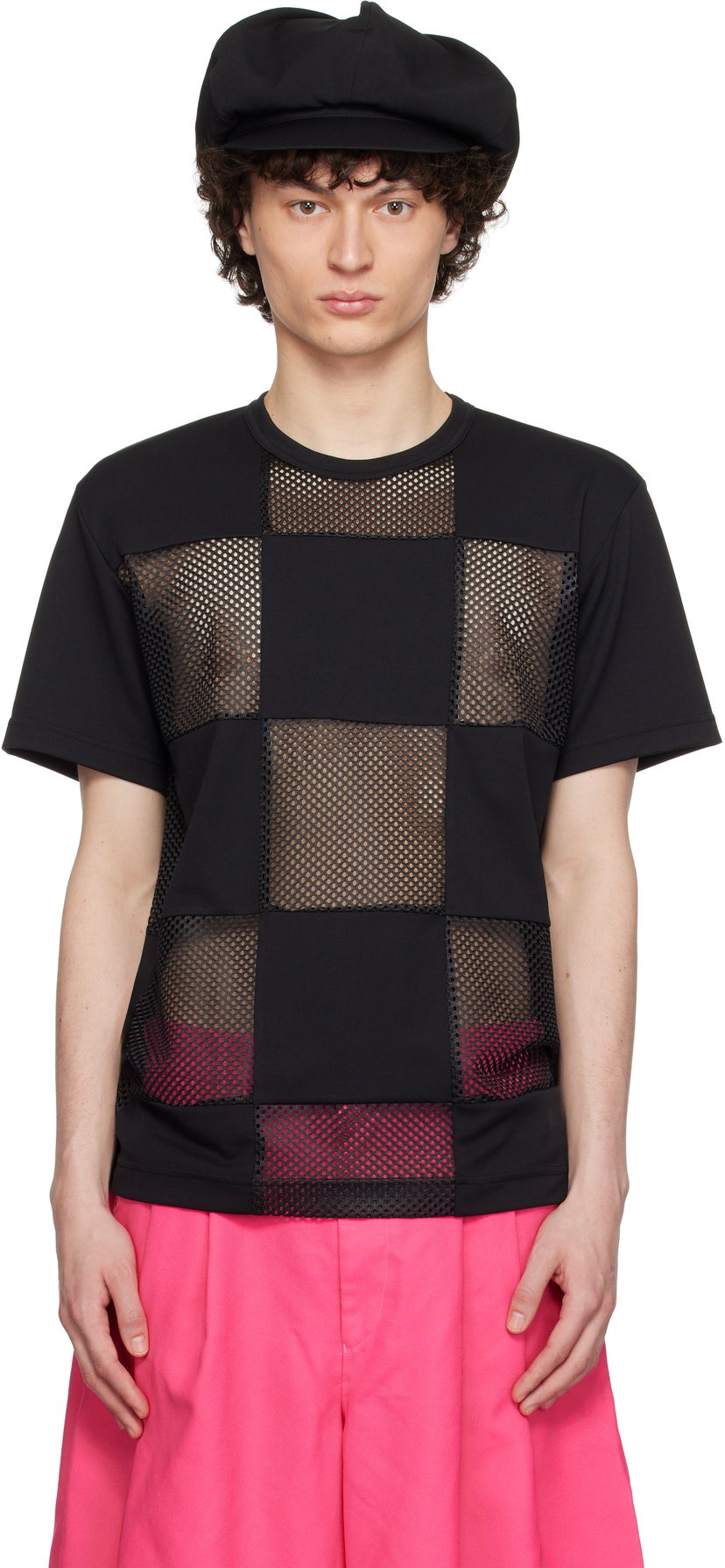 Футболка Comme des Garçons Homme Plus Piqué & Mesh Panel T-Shirt чорний | PO-T006-051