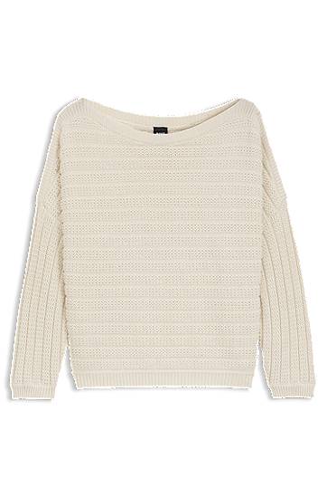 Cветр BOSS Knitted Sweater with Mixed Structures бежевий | 50543049