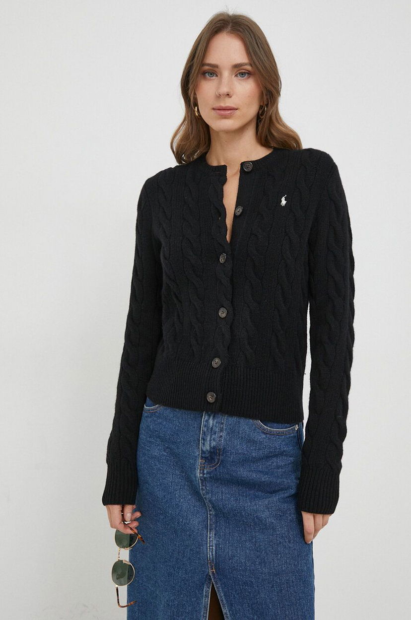 Cветр Polo by Ralph Lauren Cable Knit Cardigan чорний | 211910443