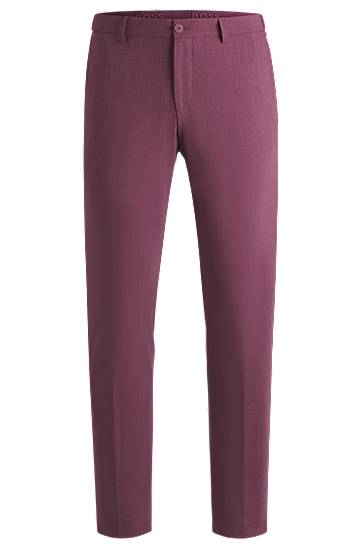 Штани BOSS Slim-Fit Micro-Patterned Stretch Suit Trousers Фіолетовий | 50535040